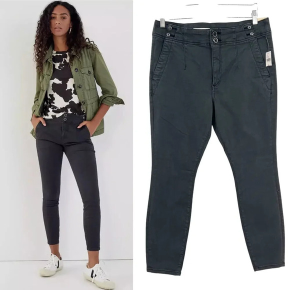 Anthropologie‎ Pilcro Skinny Jeans With Side Buttons High Rise Gray Size 31 - Picture 1 of 16